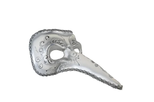 Venetiaans Masker Zilver Geïsoleerd Wit — Stockfoto