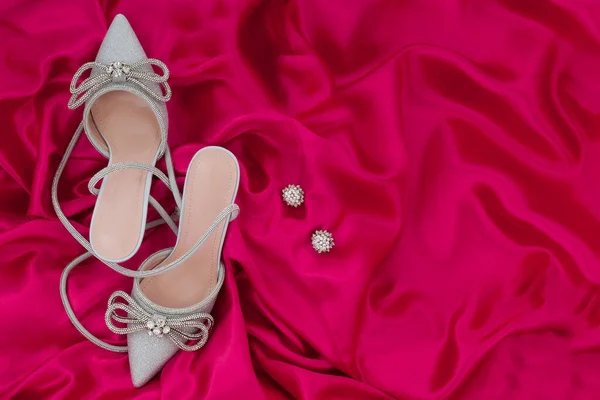 High Heel Shoes Pink Background Stock Photo