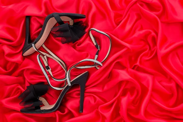 High Heel Shoes Red Background — Stock Photo, Image