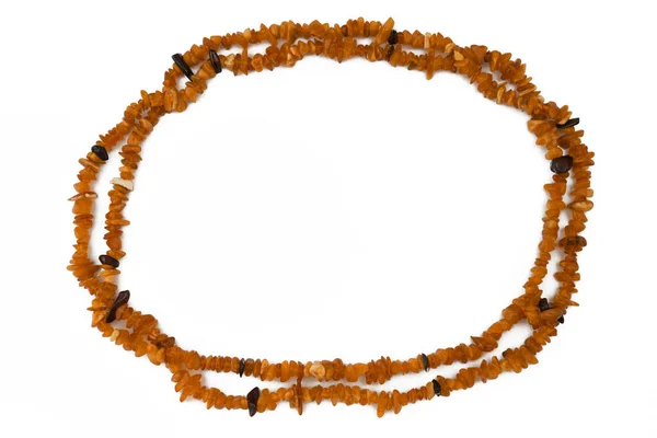 Янтарное Ожерелье Деревянном Фоне — стоковое фото