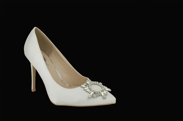 Achtergrond Mooie Witte Bruiloft Schoenen — Stockfoto