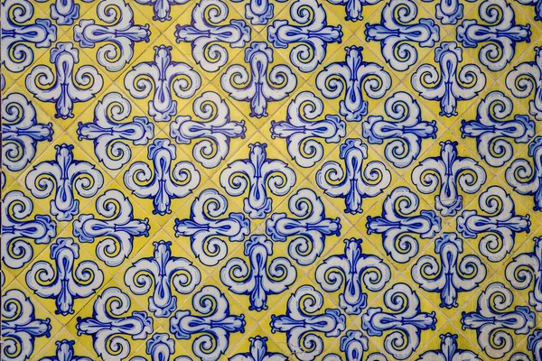 Geométrica Floral Espanhol Retro Azulejos Parede Velha — Fotografia de Stock