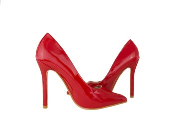 Beyaz arka plan üzerinde yüksek topuklu ayakkabı   