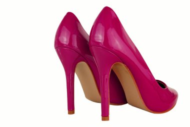 Beyaz arka plan üzerinde yüksek topuklu ayakkabı   