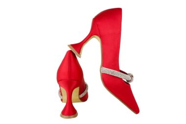 Beyaz arka plan üzerinde yüksek topuklu ayakkabı   