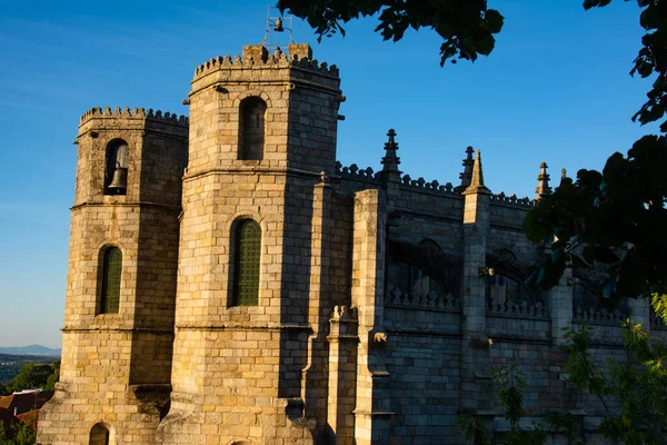 Vista Fachada Principal Lado Catedral Guarda Portugal Pôr Sol — Fotografia de Stock