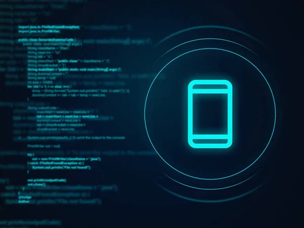 Mobil uygulamalar geliştiriliyor. Siber uzayda telefon kavramı.