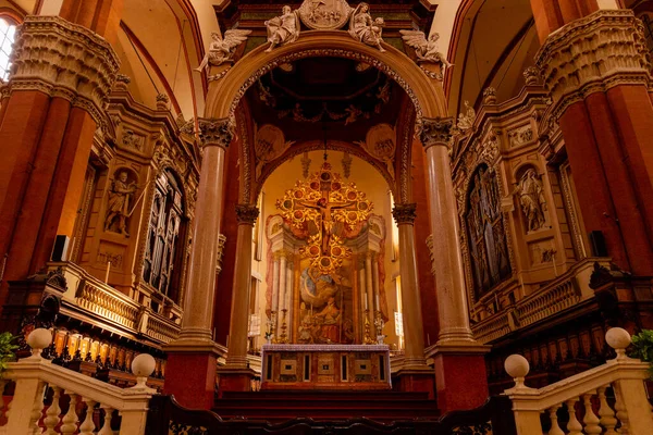 Basilica of San Petronio in Bologna, Italy, basilica interior. Italian church.