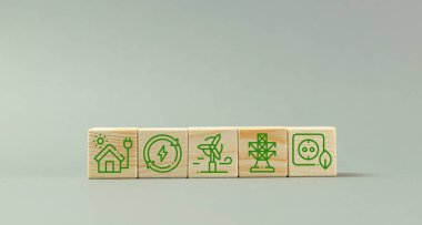 House powered by renewable energy, ecological living concept, wind power plant, taking care of clean earth