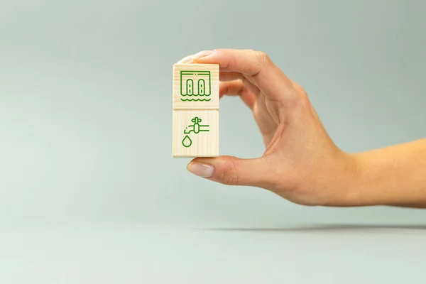 Energy generated in hydropower plants, the concept of a clean and ecological world, water turbines, electricity production