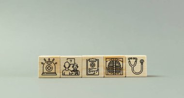 Regular health checkup, doctor visit, patient chart, hospital stay concept