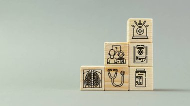 Regular health checkup, doctor visit, patient chart, hospital stay concept