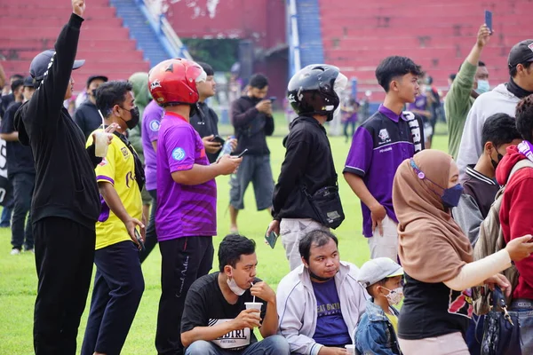 Aanhangers Van Persik Kediri Persik Een Van Indonesische Voetbalclubs — Stockfoto