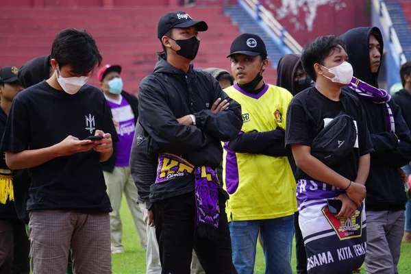Los Partidarios Persik Kediri Persik Uno Los Clubes Fútbol Indonesia — Foto de Stock
