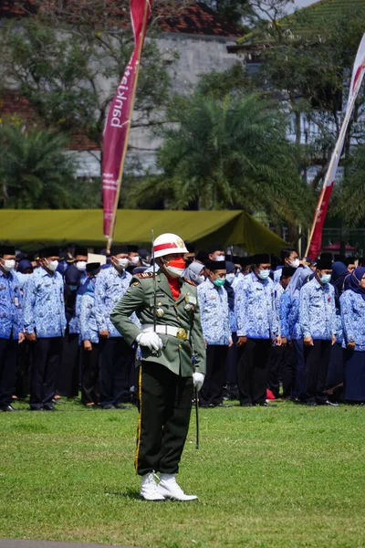 Soldado Indonesio Ceremonia Del Día Independencia — Foto de Stock