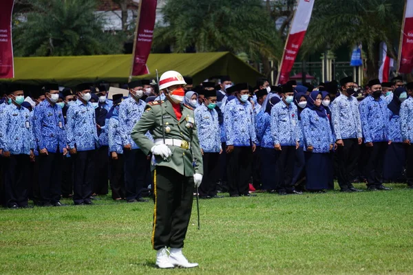 Soldado Indonésio Cerimônia Dia Independência — Fotografia de Stock