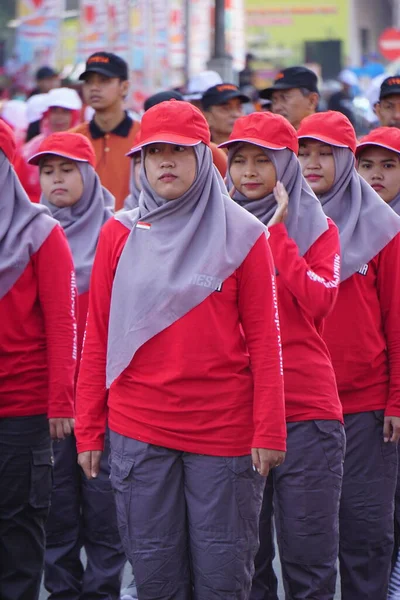 Indonesische Deelname Aan Mars Baris Berbaris Indonesische Onafhankelijkheidsdag Vieren — Stockfoto