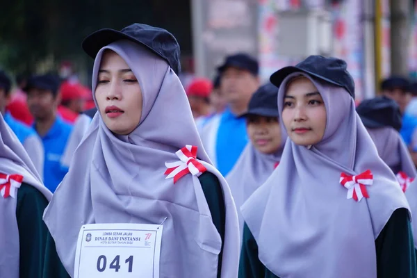Indonesia Participa Marcha Baris Berbaris Para Celebrar Día Independencia Indonesia —  Fotos de Stock