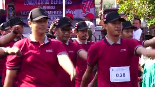 Indonesiano Che Partecipa Alla Marcia Baris Berbaris Celebrare Giorno Dell — Video Stock