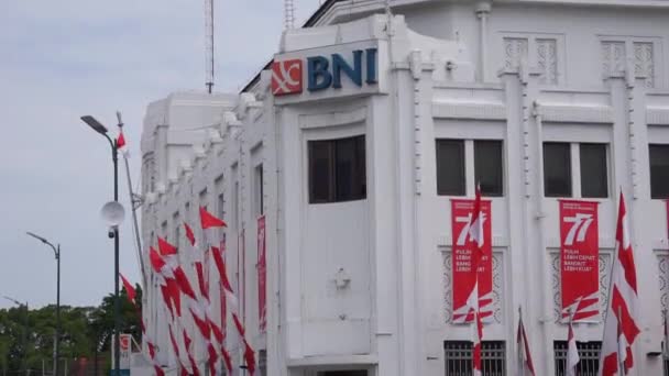 Bankovní Budovy Bni Yogyakartě Banka Bni Jednou Indonéských Bank — Stock video