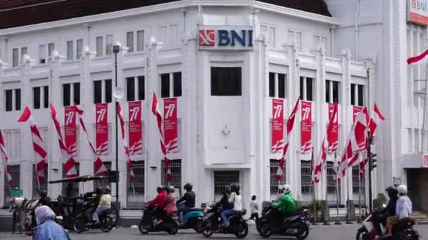Bankovní Budovy Bni Yogyakartě Banka Bni Jednou Indonéských Bank — Stock video
