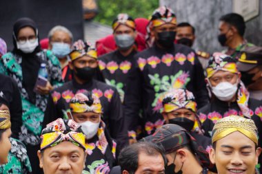 Javanese with traditional cloth on celebration grebeg pancasila