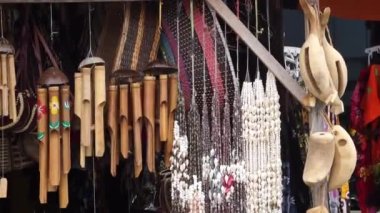 Bamboo wind chimes with a natural background