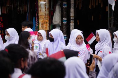 Indonesian Junior High School students celebrate grebeg pancasila