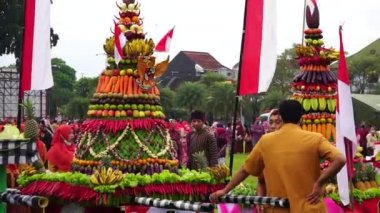 The celebration of grebeg Pancasila. Grebeg Pancasila is held to celebrate Pancasila day