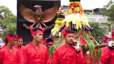 The celebration of grebeg Pancasila. Grebeg Pancasila is held to celebrate Pancasila day