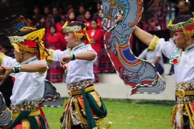 Indonesian perform traditional dance on grebeg pancasila. Grebeg pancasila held to celebrate pancasila day