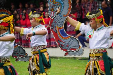 Indonesian perform traditional dance on grebeg pancasila. Grebeg pancasila held to celebrate pancasila day