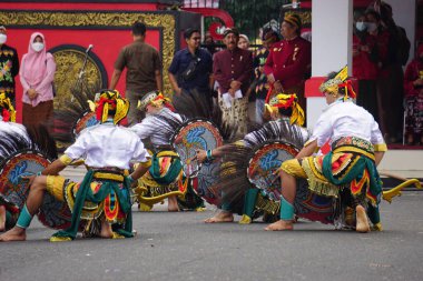 Indonesian perform traditional dance on grebeg pancasila. Grebeg pancasila held to celebrate pancasila day