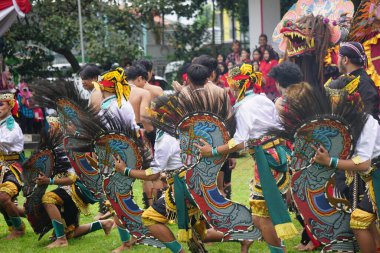 Indonesian perform traditional dance on grebeg pancasila. Grebeg pancasila held to celebrate pancasila day