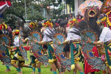Indonesian perform traditional dance on grebeg pancasila. Grebeg pancasila held to celebrate pancasila day