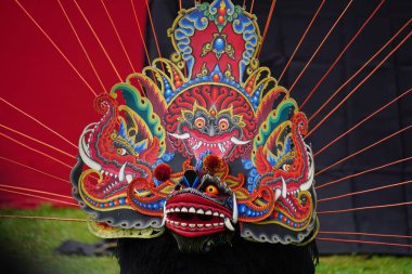 Indonesian perform barongan kucingan dance. This dance come from blitar, East Java, Indonesia