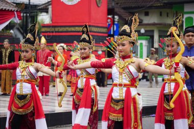 Indonesian with ancient Javanese soldier cloth on grebeg Pancasila ceremony
