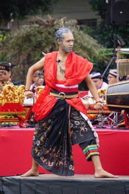 Indonesian perform traditional art on grebeg pancasila. Grebeg pancasila held to celebrate pancasila day