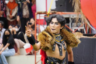 Indonesian perform traditional art on grebeg pancasila. Grebeg pancasila held to celebrate pancasila day