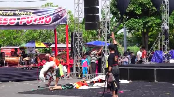 Індонезія Виконує Джаранський Танець Kuda Lumping Kuda Kepang Щоб Відсвяткувати — стокове відео
