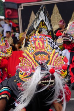 Indonesian perform barongan kucingan dance. This dance comes from blitar
