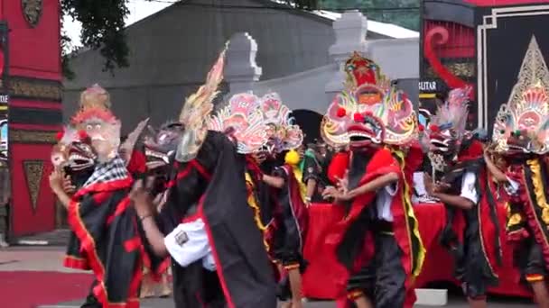 Indonesian Perform Barongan Kucingan Dance Dance Comes Blitar — Stockvideo