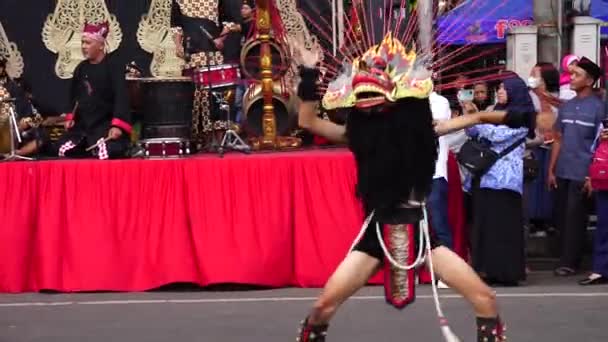 Indonesian Perform Barongan Kucingan Dance Dance Comes Blitar — Vídeo de Stock