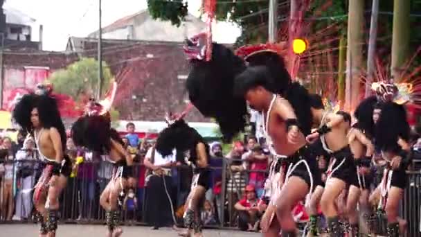 Indonesiska Utföra Barongan Kucingan Dans Dansen Kommer Från Blitar — Stockvideo