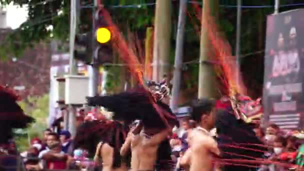 Indonesian Perform Barongan Kucingan Dance Dance Comes Blitar — Video Stock