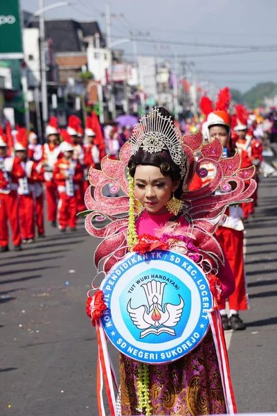 Indonesisch Carnaval Nationale Onderwijsdag Vieren — Stockfoto