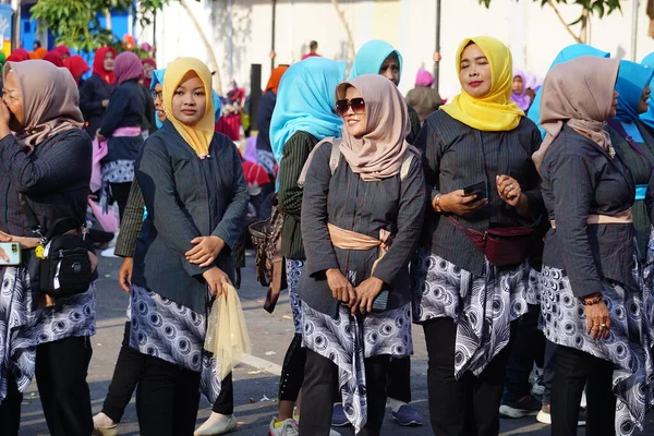 Indonesier Führen Einen Traditionellen Flashmob Tanz Zur Feier Des Nationalen — Stockfoto