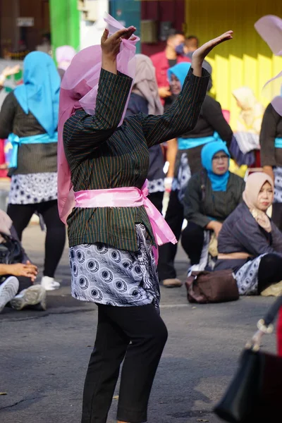 stock image Indonesian do a flash mob traditional dance to celebrate national education day