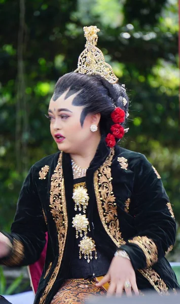 Indonésio Com Vestido Noiva Javanês — Fotografia de Stock