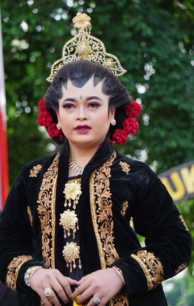 Indonésio Com Vestido Noiva Javanês — Fotografia de Stock